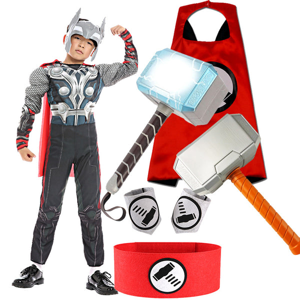 Thor Hammer Kids Costume with Plastic Mask and Cape